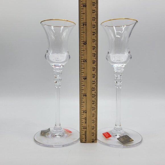Mikasa Austria Sonata Candleholder Candlestick Holders Crystal Gold Trim 2-Piece - Picture 8 of 9